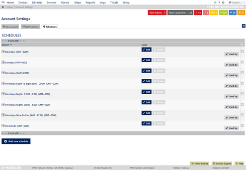 Schedules Settings Schedules Settings