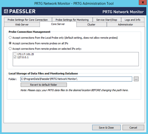 PRTG Administration Tool: Core Server PRTG Administration Tool: Core Server